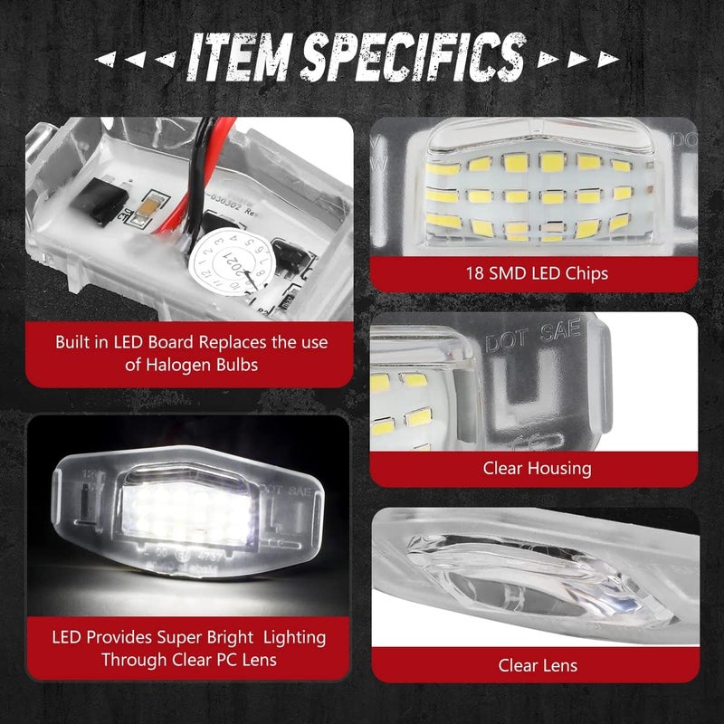 NUVISION LIGHTING Pair of LED License Plate Lights Compatible with 01-15 Civic / 03-08 Pilot / 00-04 Odyssey, 34100S0A013 34104S0A013, NVL-LPL-002 - Image 3